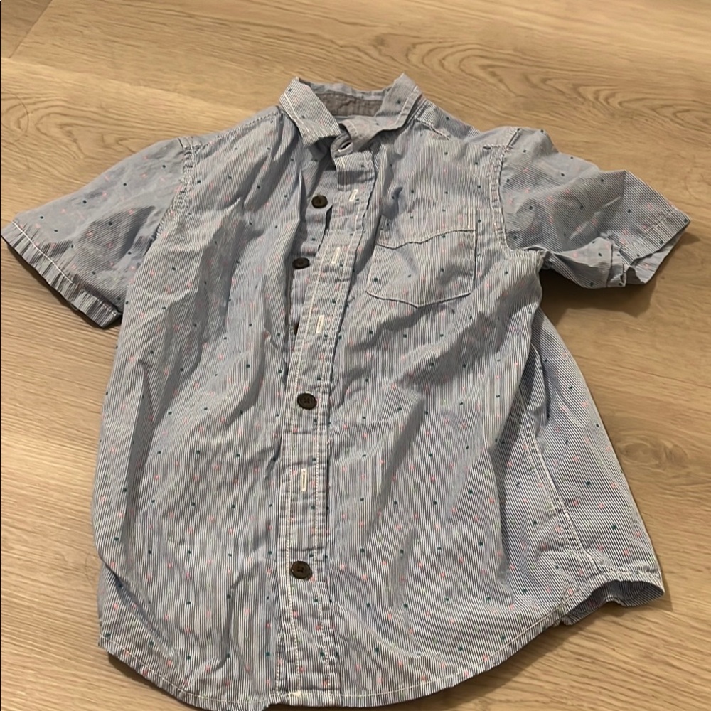 Cat & Jack Blue Casual Button Down Shirt small (6/7)